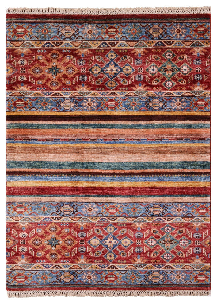 Khorjin Tribal Hand-Knotted Wool Rug 2' 9" X 3' 8" Q8358
