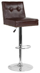 Ravello Contemporary Adjustable Height Barstool, Brown Leather