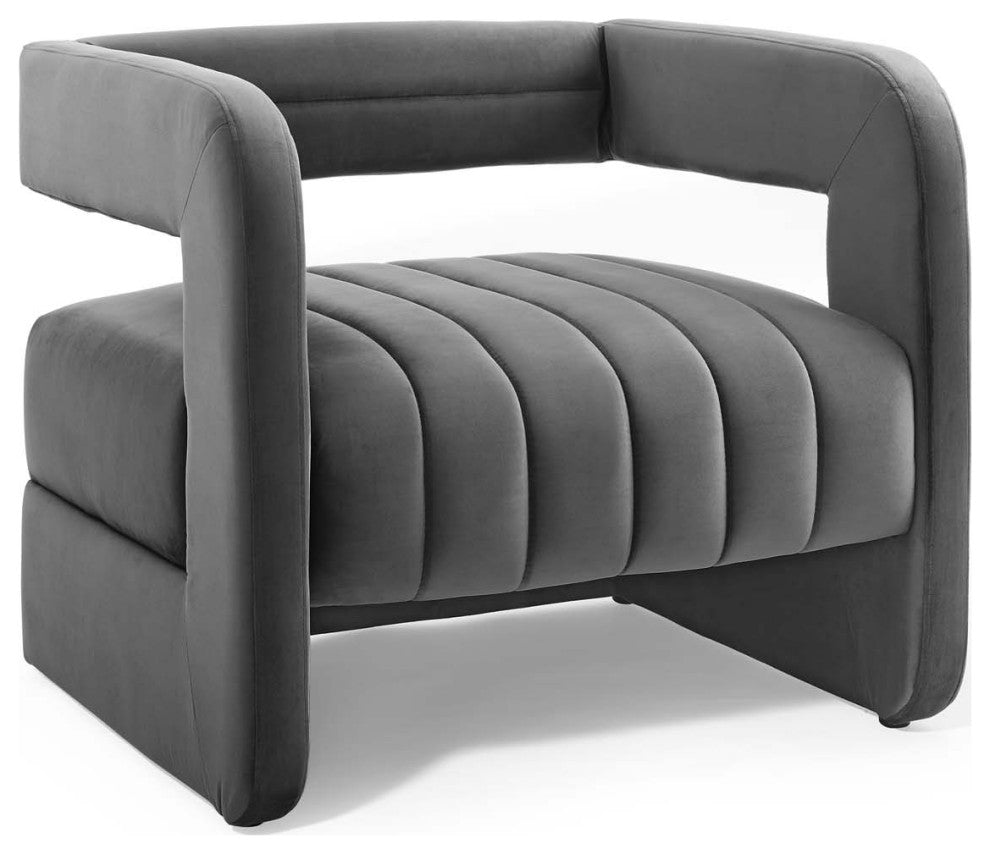 Range Tufted Performance Velvet Accent Armchair Charcoal
