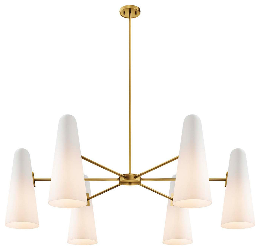 Beacon 6-Light Chandelier, Opal Satin Brass