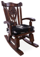Wooden Rocking Chair Handcarved Back Removable Hair-On Cowhide Pillow RC132-CP