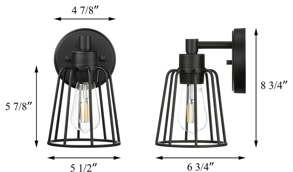 Black Cage Wall Sconce Farmhouse Wall Lighting Fixture