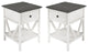 Rustic V-Frame Side Table Set "“ Grey/White Wash