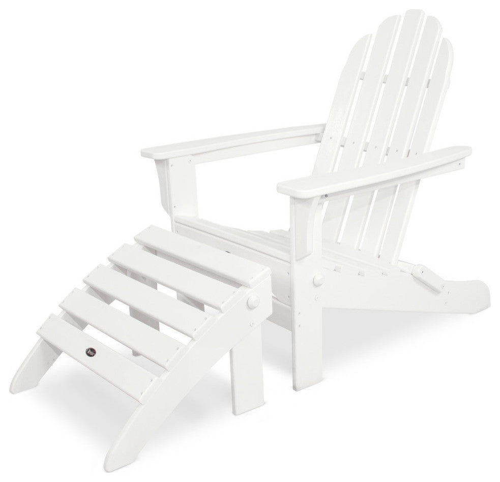 Cape Cod 2-Piece Folding Adirondack Seating Set, Classic White