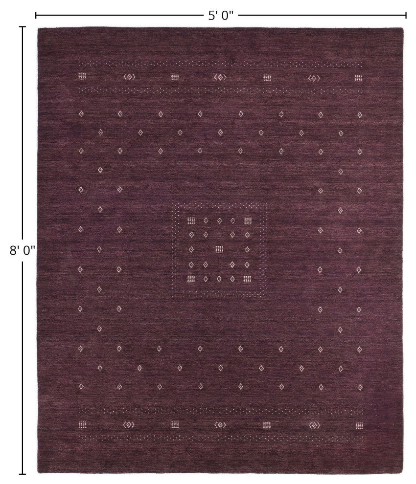 Simi One-of-a-Kind Handmade Area Rug Purple, 5' 0'' x 8' 0''
