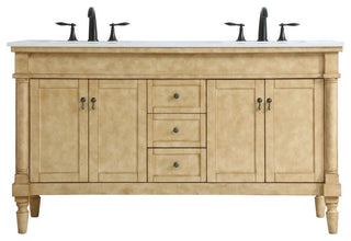 60" Double Bathroom Vanity, Antique Beige