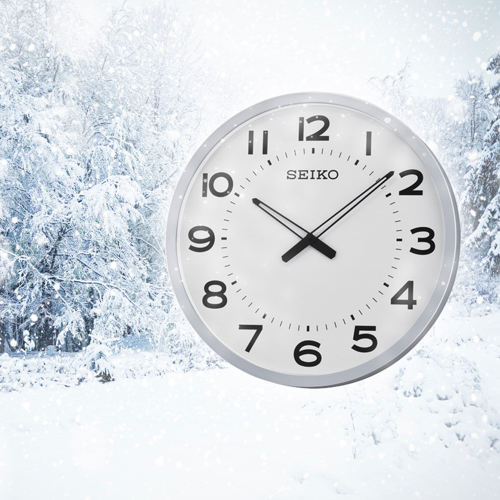 Seiko Clocks, 20" Ultra-Modern Silver-Tone Framed Wall Clock