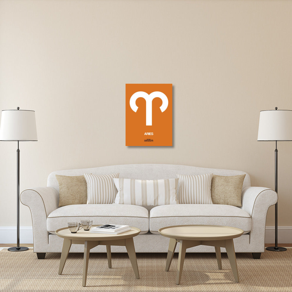 "Aries Zodiac Sign White on Orange" Fine Art Print