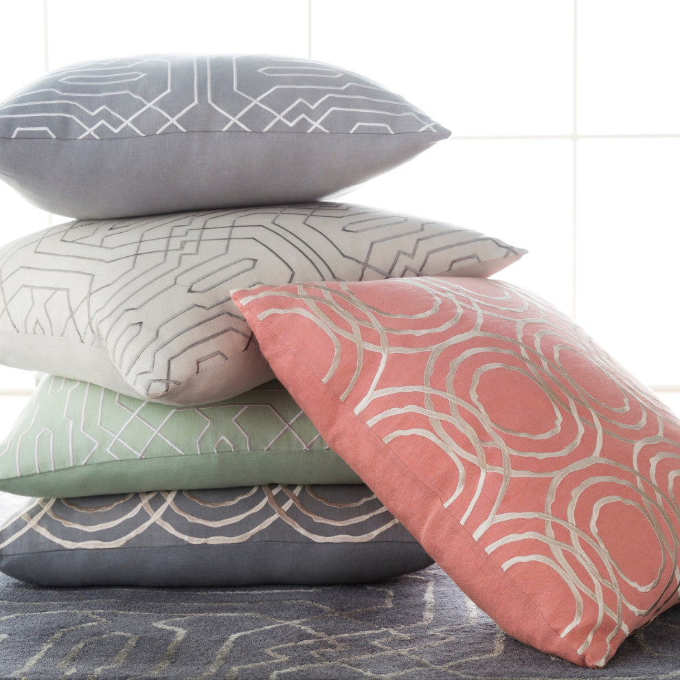 Surya Ridgewood RDW-006 22"x22" Pillow Kit, Medium Gray/Cream