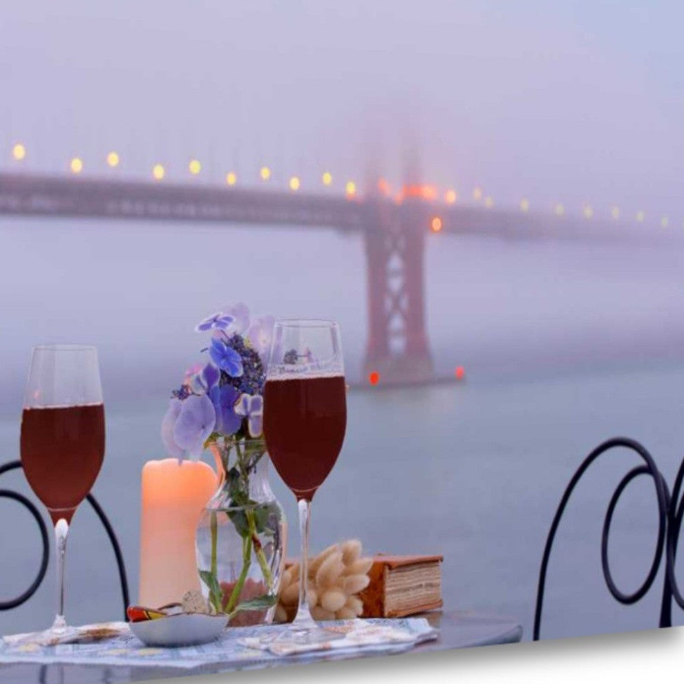 Up Close Wine Time Golden Gate Bridge 1 Giclee Wrap Canvas Wall Art