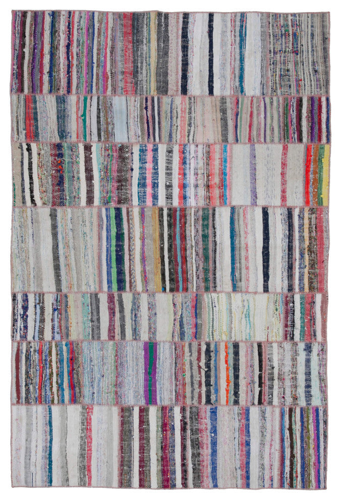 Rug N Carpet - Handmade Turkish 6' 5'' x 9' 6'' Unique Patchwork Kilim Rug