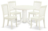 Shda5-Lwh-W 5Pc Round 42 Inch Table And 4 Vertical Slatted Chairs