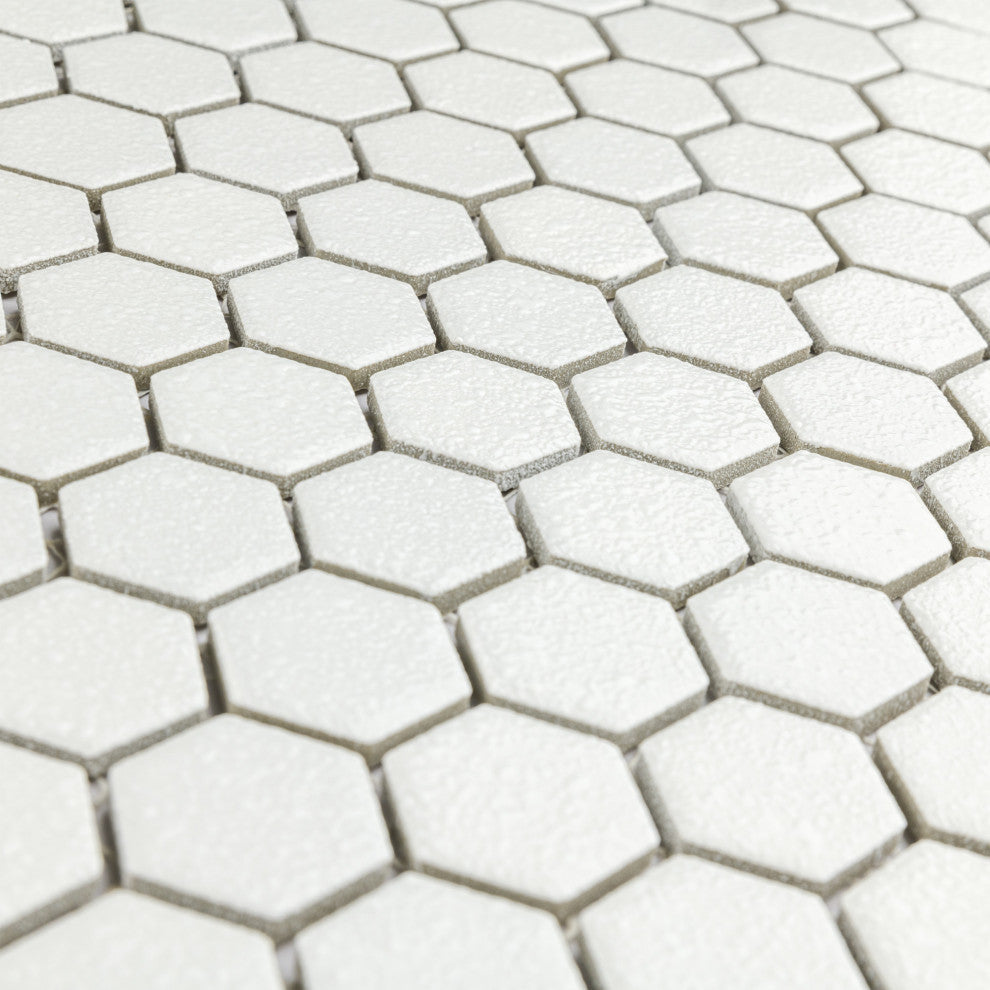 Hudson 1" Hex Crystalline White Porcelain Floor and Wall Tile