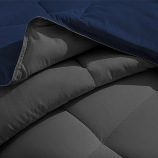 Bare Home Reversible Bed-in-a-Bag, Dark Blue/Gray, Dark Blue, King