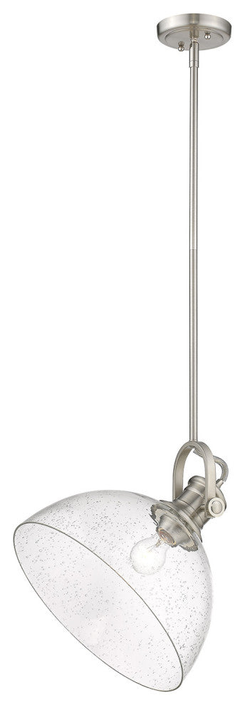 Hines 1-Light Pendant, Pewter, Seeded Glass
