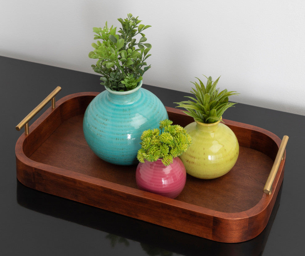 Lipton Radius Rectangle Tray, Walnut Brown 10x18