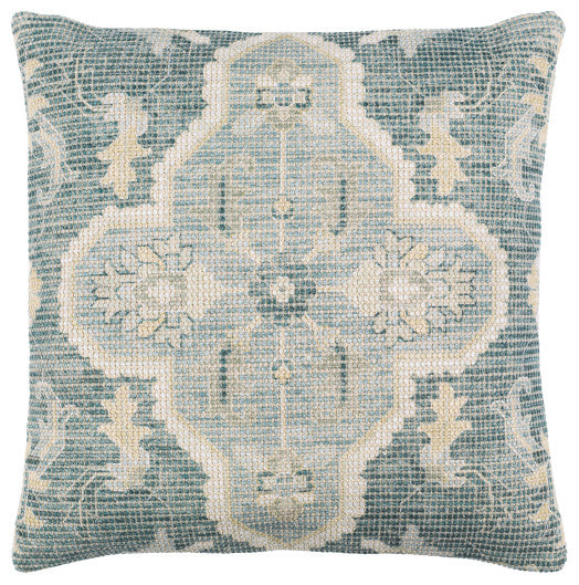 Surya Samsun Pillow Shell With Down Insert 22"H X 22"W - Cream, Teal