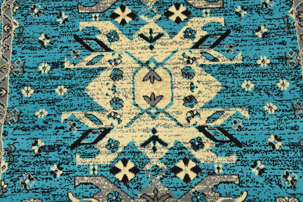 Unique Loom Turquoise Oasis Taftan 5' 0 x 8' 0 Area Rug