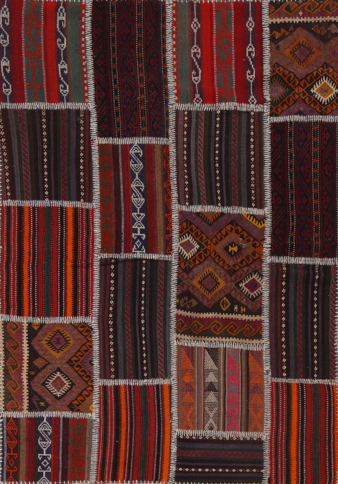 Tribal Patchwork Oriental Area Rug Hand-tufted Wool Carpet 4x6