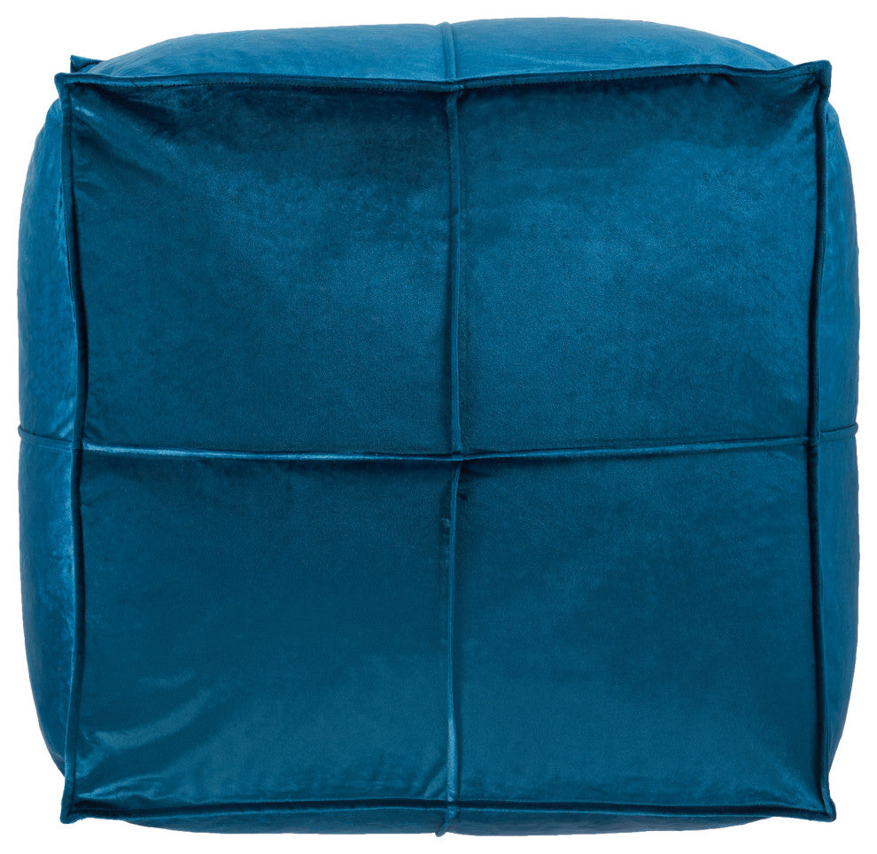 GDF Studio Cytheria Velvet Square Bean Bag Ottoman, Cobalt