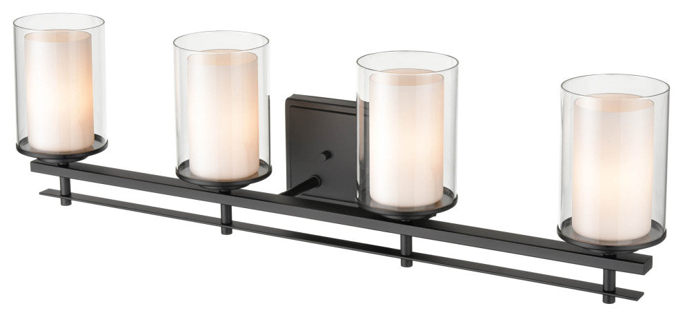 Huderson Collection 4-Light 31" Matte Black Bathroom Vanity Light