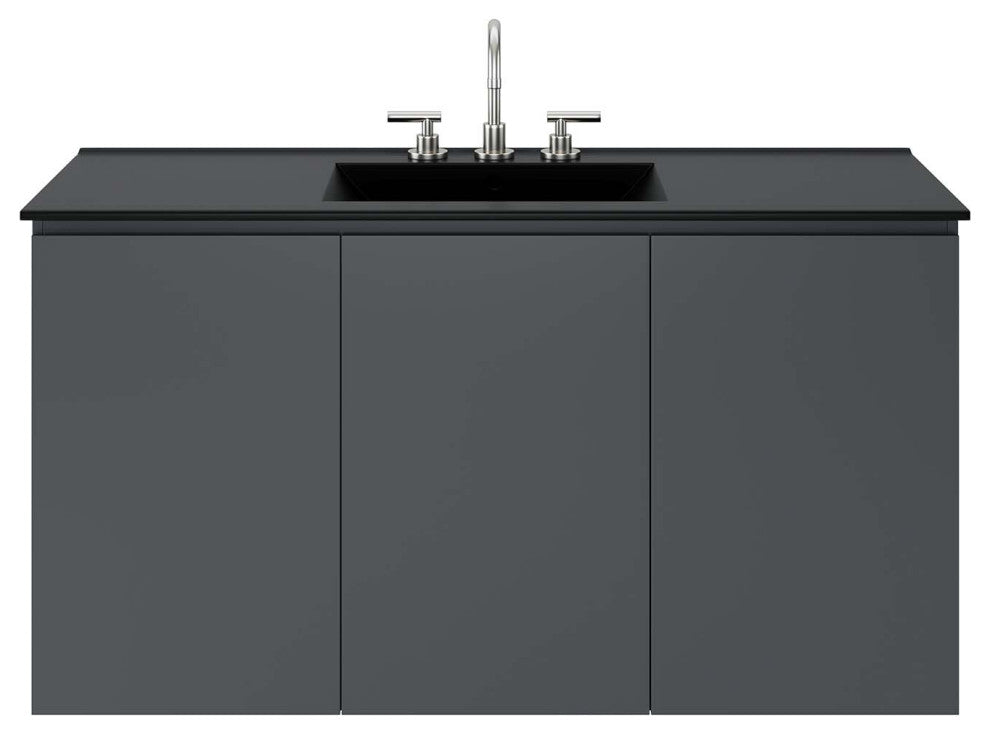 Bryn 48" Wall-Mount Bathroom Vanity, Gray Black