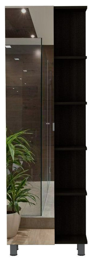 Mirror Linen Cabinet Reno, Bathroom, Black