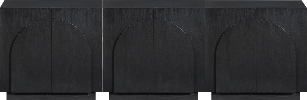 Navona Oak Veneer Sideboards / Buffet, Black, 3pc