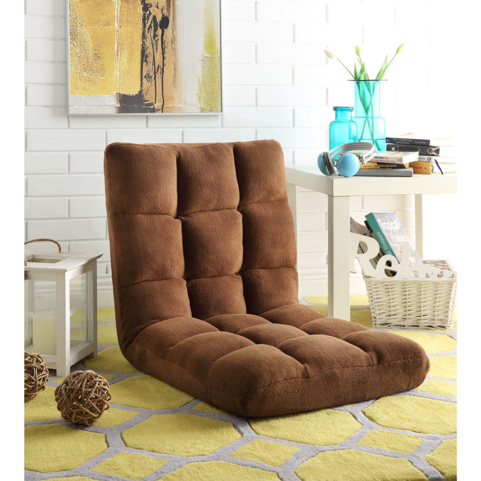 Loungie Supersoft Folding Adjustable Gaming Recliner Chair, Brown
