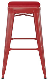 Kai Commercial Grade 30"H Metal Counter Stool, Red/Red