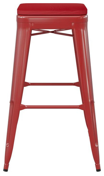 Kai Commercial Grade 30"H Metal Counter Stool, Red/Red