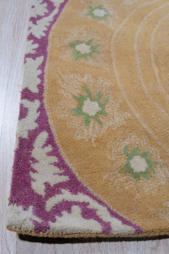 Hand-Tufted Wool Orange Transitional Floral Paisley Rug, 5' X 8'