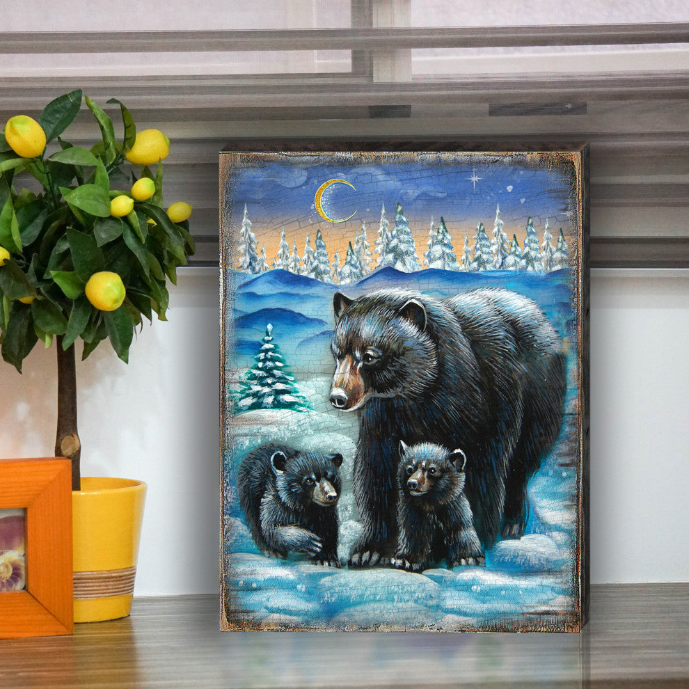 Black Bears Wooden Block, 36"x24"