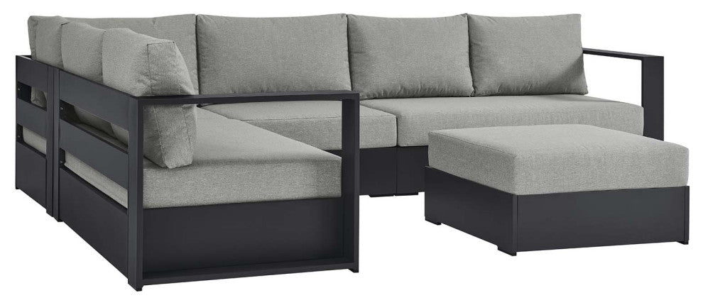 Tahoe Outdoor Patio Powder-Coated Aluminum 5-Piece Sectional Sofa Set - Gray Gra