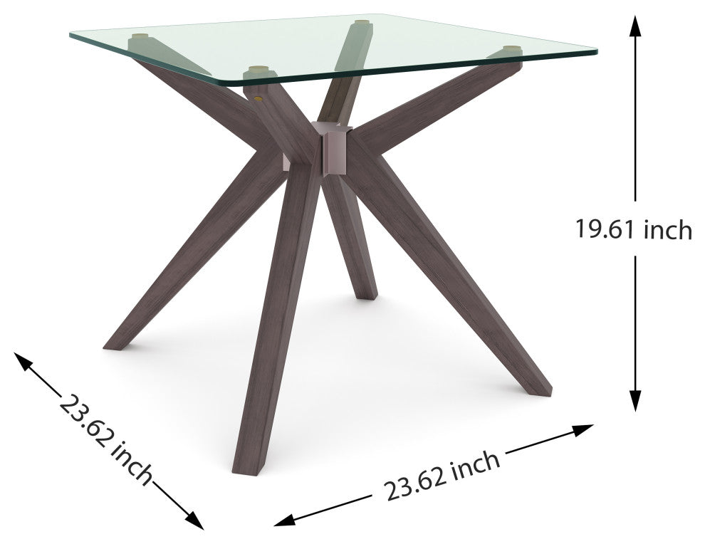 Mid-Century Modern Glass End Table, Gray