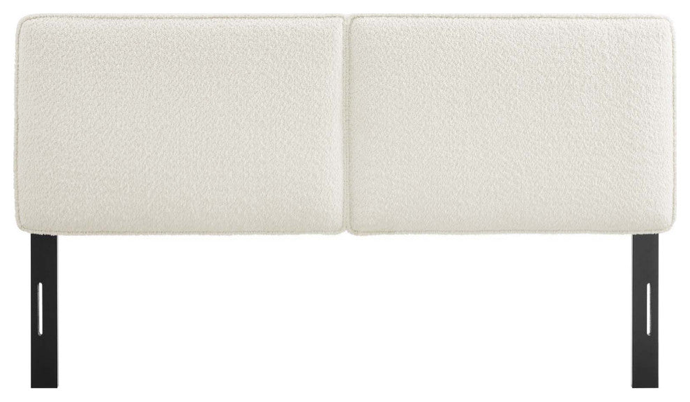 Lindee Boucle Fabric King Headboard, Cream