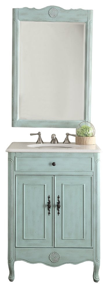 26" Cottage-Style 2-Door Daleville Bathroom Vanity With Mirror Set