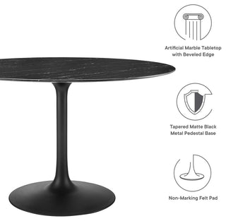 Modway Lippa 47" Artificial Marble Dining Table, Black Black