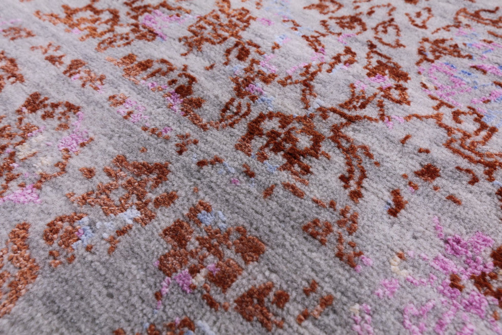 Wool and Silk Modern Hand Knotted Rug 8' 11" X 12' 6" Q7073
