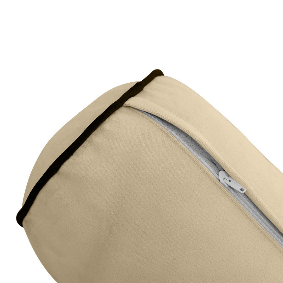 STYLE V6 Full Velvet ContrastPipe Indoor Daybed Bolster Pillow |COVER ONLY|AD304