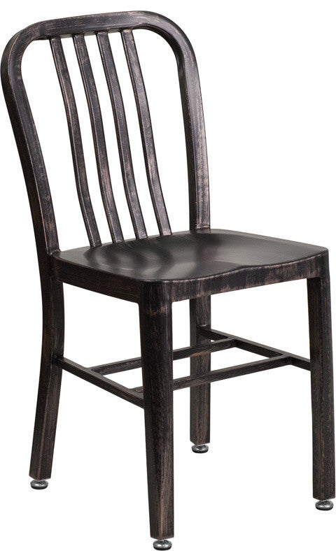 Metal Indoor-Outdoor Chair, Black/Antique Gold