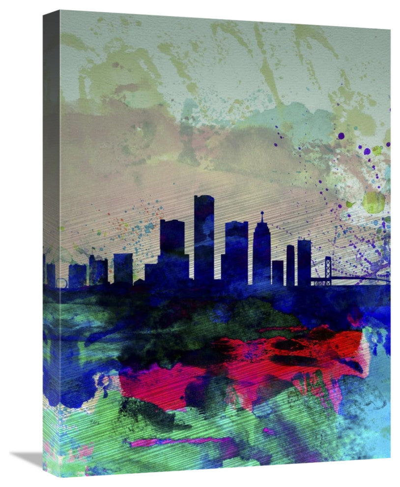 "Detroit Watercolor Skyline" Fine Art Print