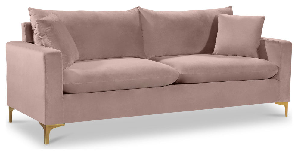 Naomi Velvet Upholstered Sofa, Pink