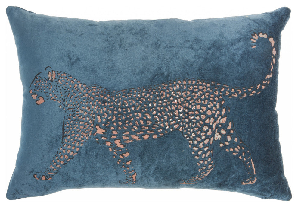 Bold Teal Leopard Lumbar Pillow
