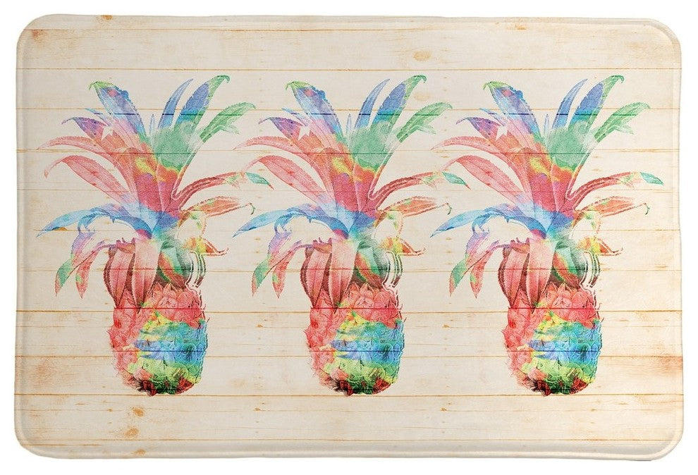 Laural Home Colorful Pineapple Memory Foam Rug