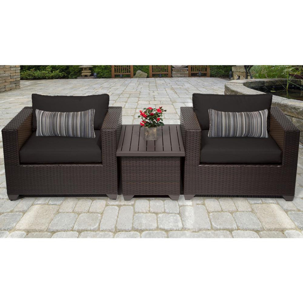 Belle 3 Piece Outdoor Wicker Patio Furniture Set 03a Black
