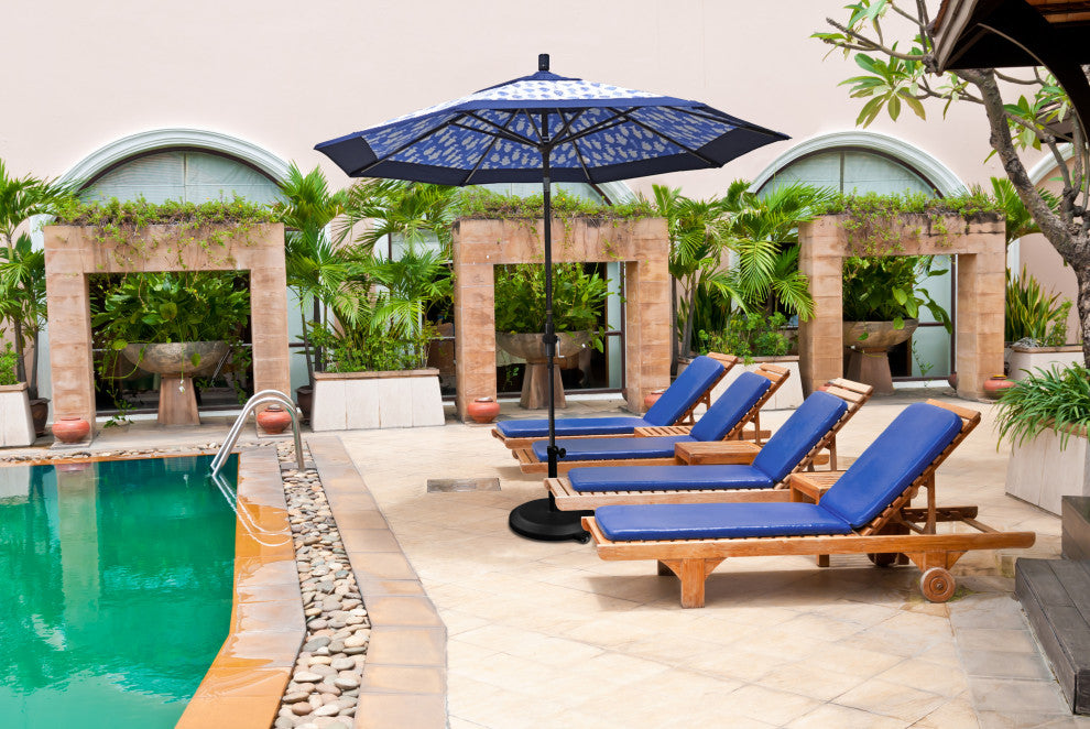 9' Bronze Collar Tilt Crank Aluminum Umbrella, Black Pacifica