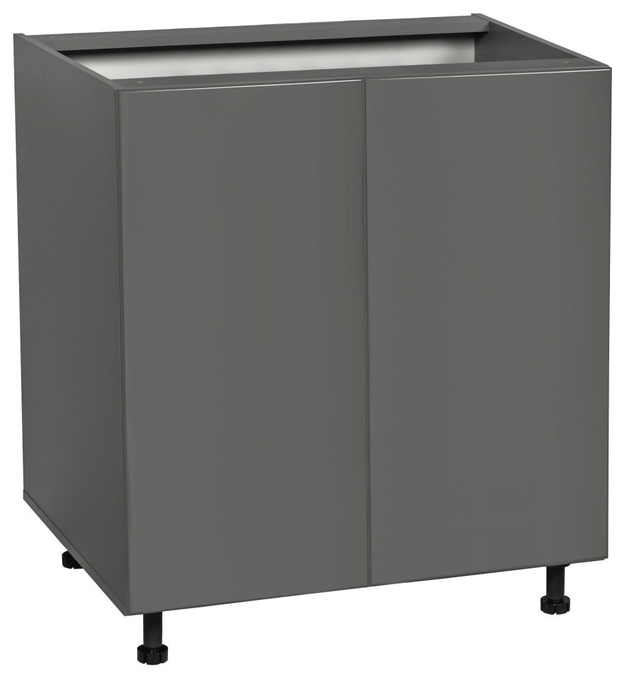30 Base Cabinet High Double Door with Grey Gloss door