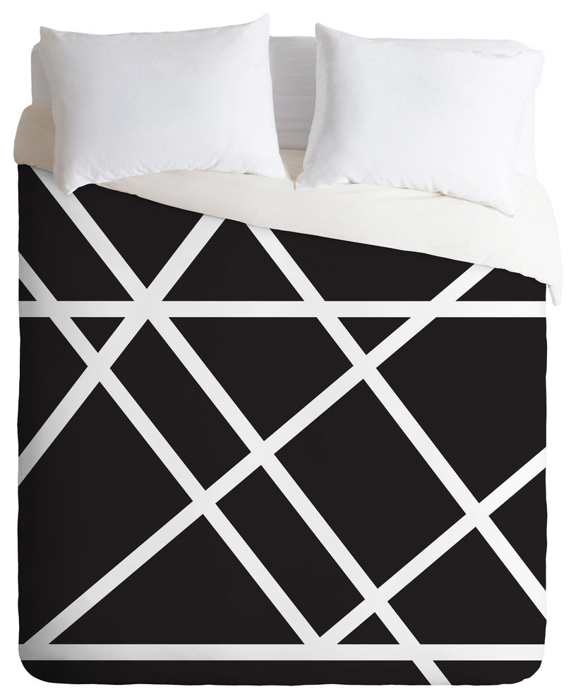 Vy La Black and White Lines Duvet Cover Set, Twin XL