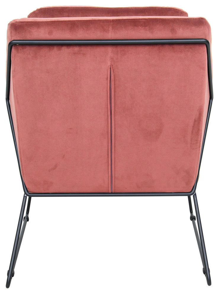 Harmony Mid-Century Modern Velvet Accent Armchair, Royal Rose